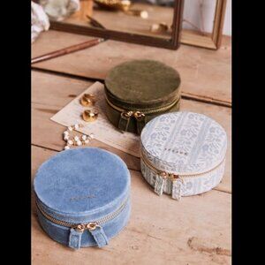 Like New - Sézane Pale Blue Velvet Jewelry Case and Bonus Pouches